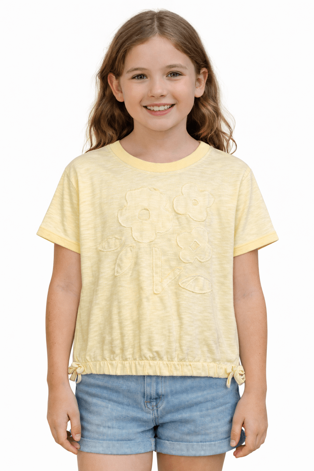Ex MS Yellow Floral Short Sleeve Top - Girls 2 - 8 Years - Back On The Shelves High Street Discount Outlet Online UK