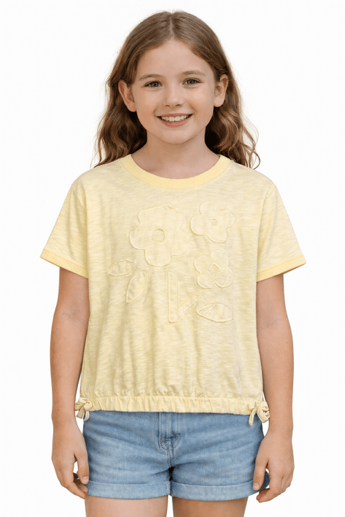 Ex MS Yellow Floral Short Sleeve Top - Girls 2 - 8 Years - Back On The Shelves High Street Discount Outlet Online UK