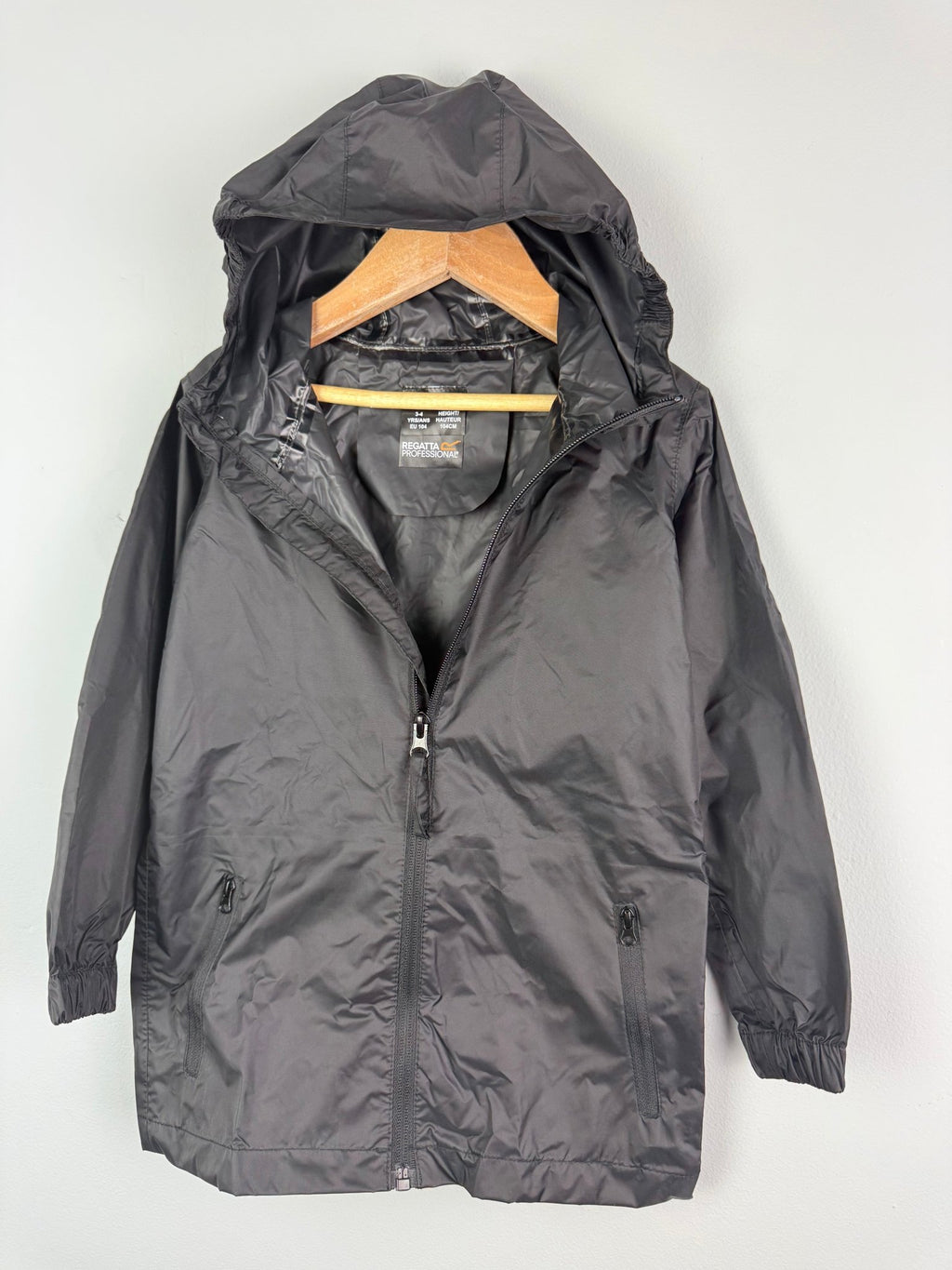 Ex Regatta Black Navy Packaway Rain Jacket - Unisex 2 - 13 Years - Back On The Shelves High Street Discount Outlet Online UK