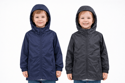 Ex Regatta Black Navy Packaway Rain Jacket - Unisex 2 - 13 Years - Back On The Shelves High Street Discount Outlet Online UK