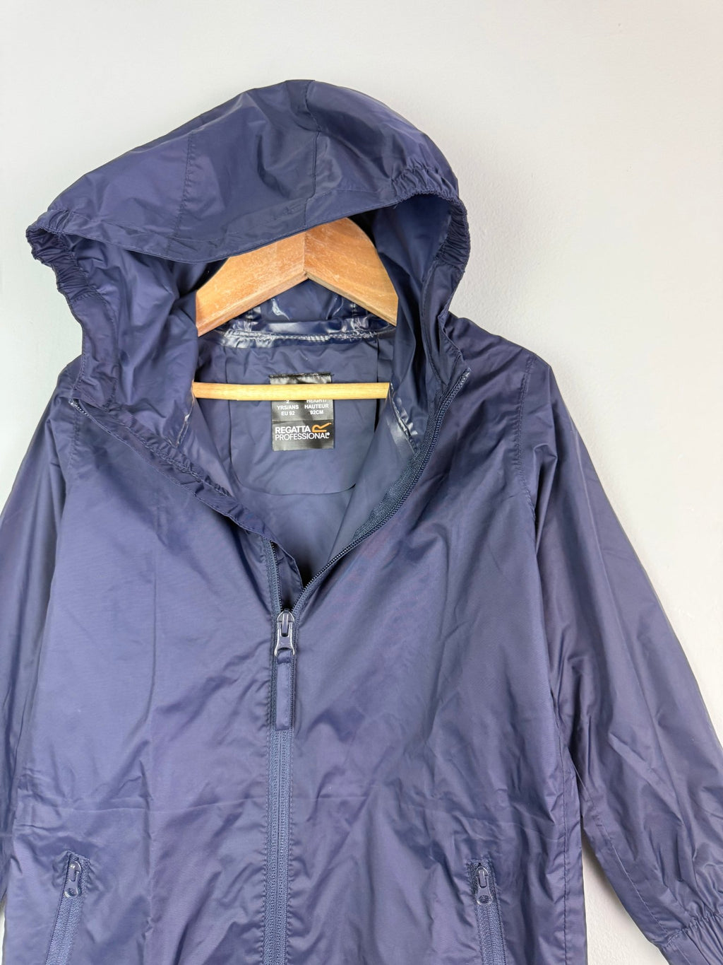Ex Regatta Black Navy Packaway Rain Jacket - Unisex 2 - 13 Years - Back On The Shelves High Street Discount Outlet Online UK