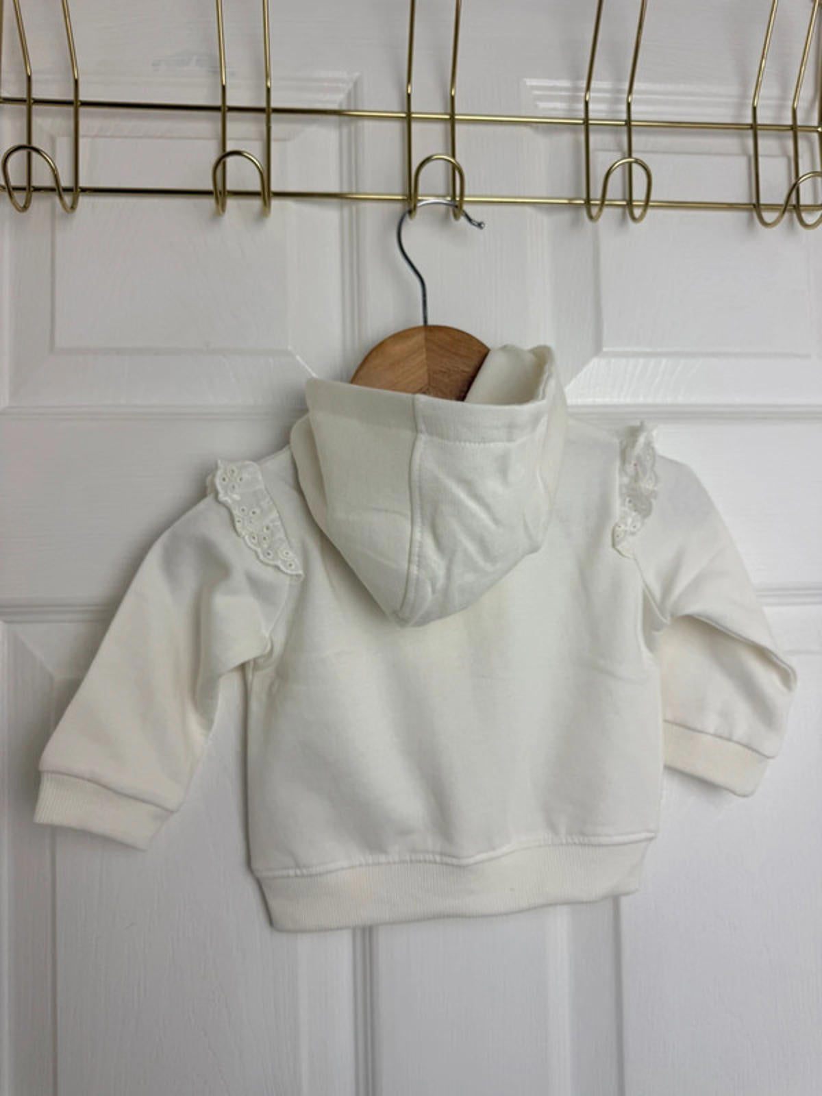 Lullaby Baby Cream Zip Eyelet Heart Detail Hoodie - Baby Girls 0–3 Months - Back On The Shelves High Street Discount Outlet Online UK