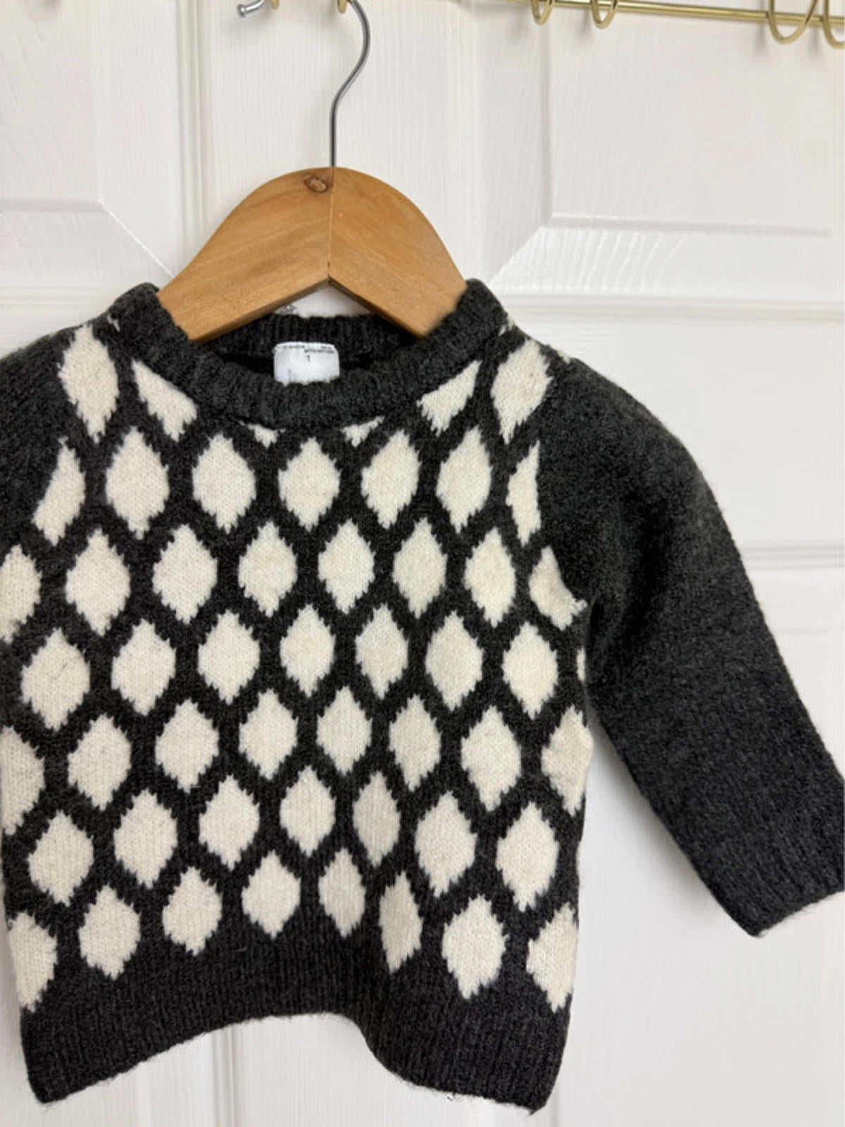 Palomino Kids Charcoal & Cream Diamond Knit Jumper - Boys 18 - 24 Months - Back On The Shelves High Street Discount Outlet Online UK