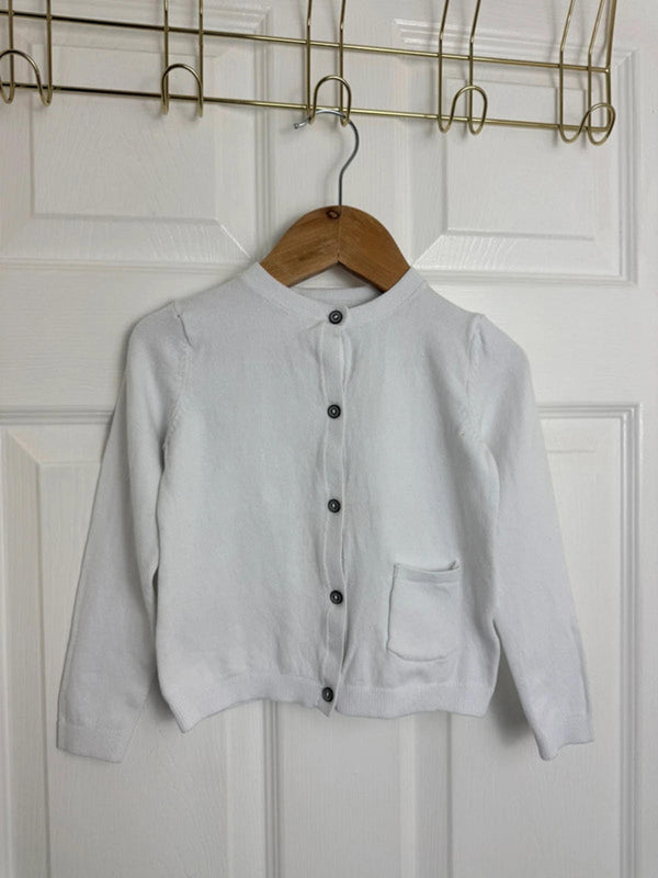 NEW Ex NXT White Fine Knit Button Cardigan - Girls 12 - 18 Months - Back On The Shelves High Street Discount Outlet Online UK