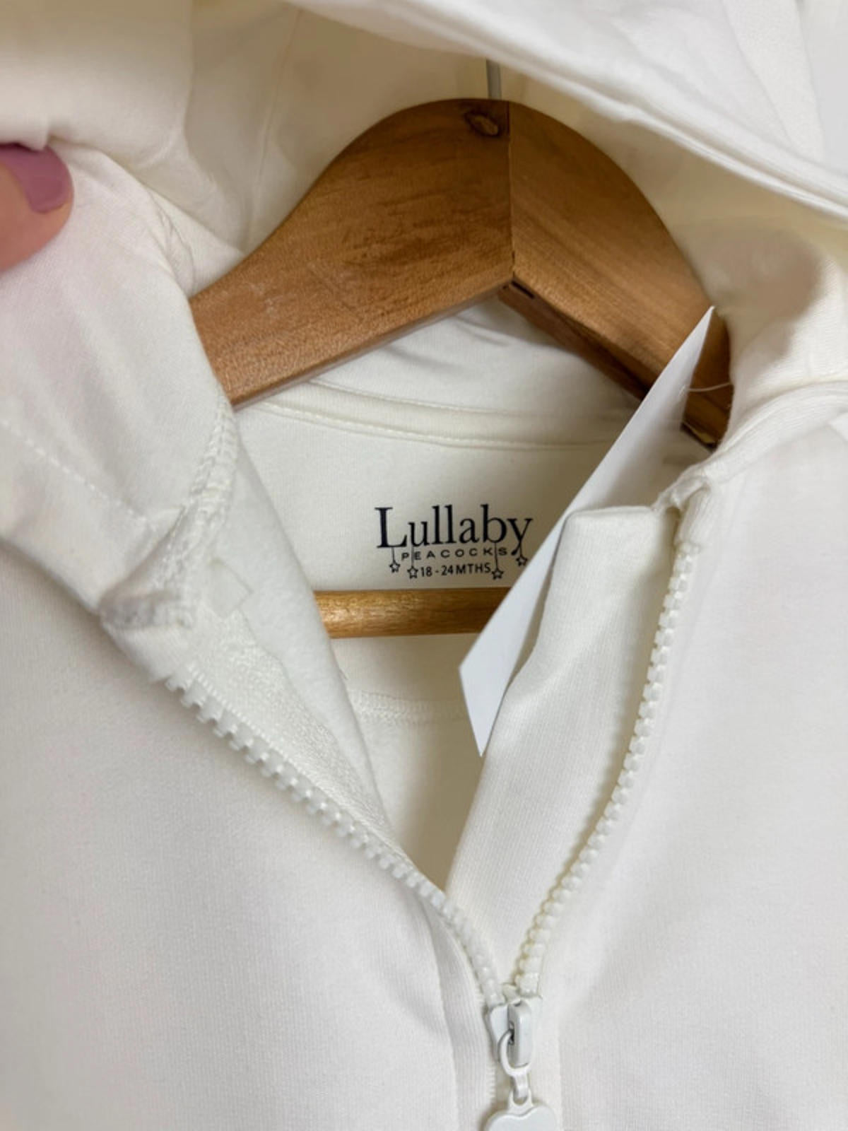 Lullaby Baby Cream Zip Eyelet Heart Detail Hoodie - Girls 18 - 24 Months - Back On The Shelves High Street Discount Outlet Online UK