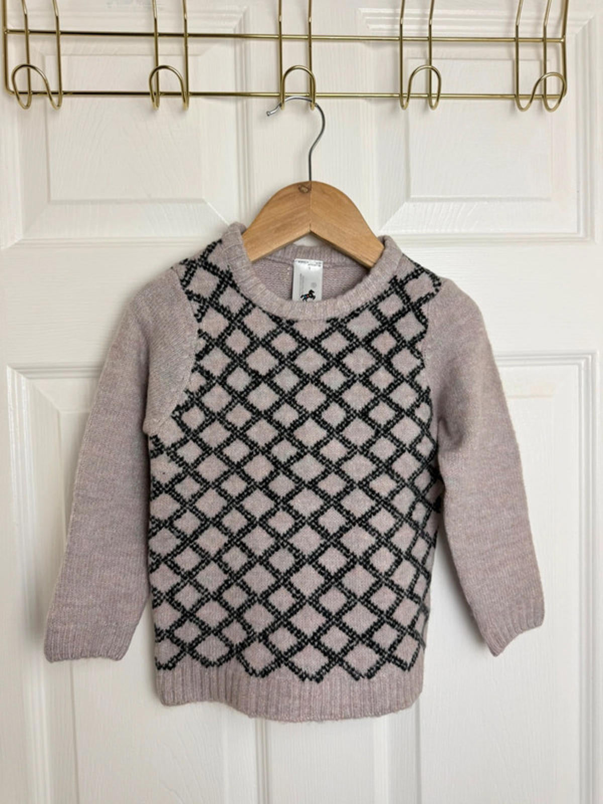 Palomino Kids Blush Pink & Black Diamond Knit Jumper - Unisex 2 Years - Back On The Shelves High Street Discount Outlet Online UK