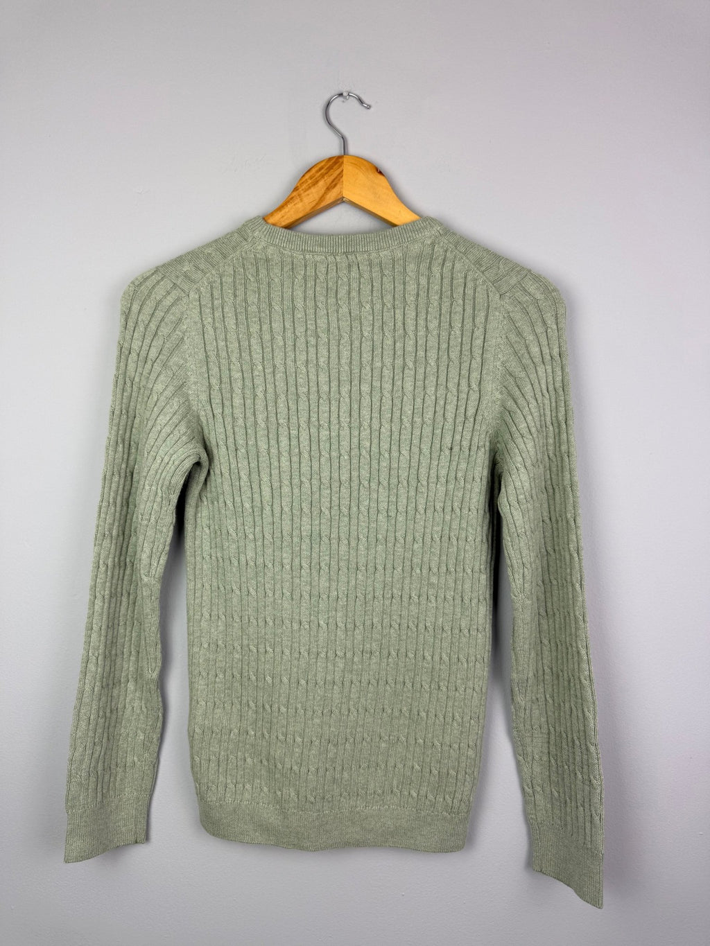Ladies Ex Crew Green Cotton Cashmere Cable Knit Sweater - Size 10 - Back On The Shelves High Street Discount Outlet Online UK