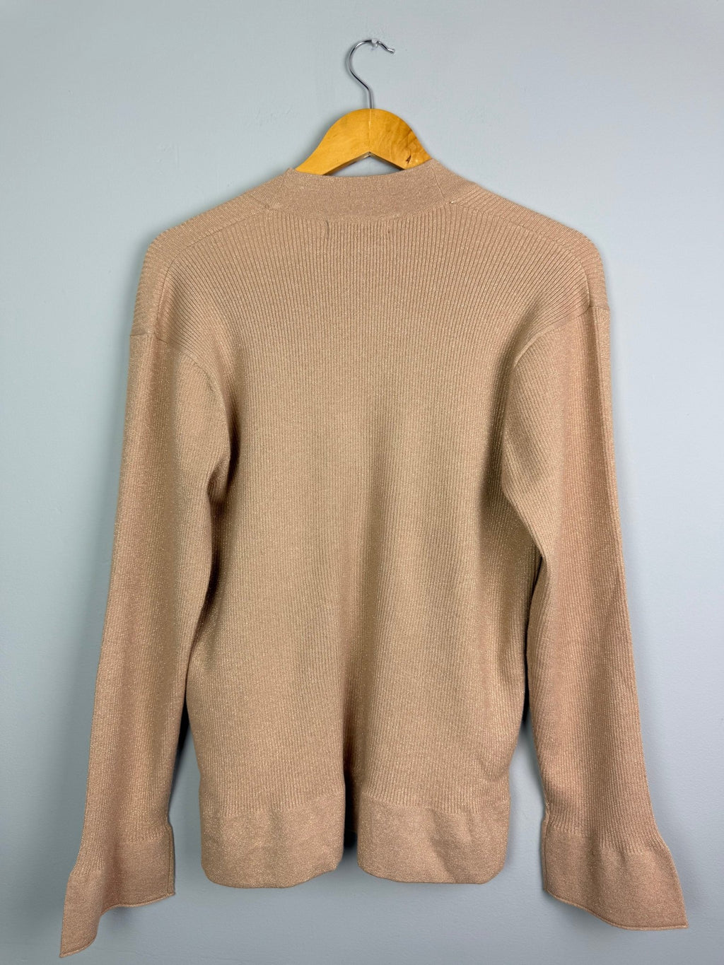 Ladies Ex MS Gold Shimmer Open Cardigan - Size M - Back On The Shelves High Street Discount Outlet Online UK