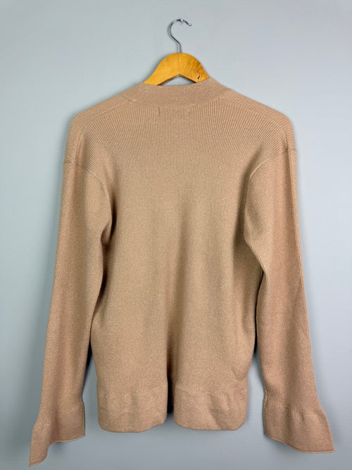 Ladies Ex MS Gold Shimmer Open Cardigan - Size M - Back On The Shelves High Street Discount Outlet Online UK