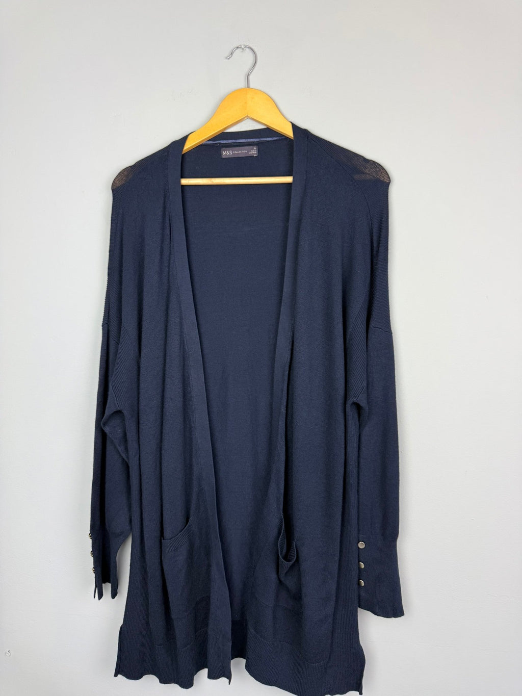 Ladies Ex MS Navy Longline Cardigan - Size XL - Back On The Shelves High Street Discount Outlet Online UK
