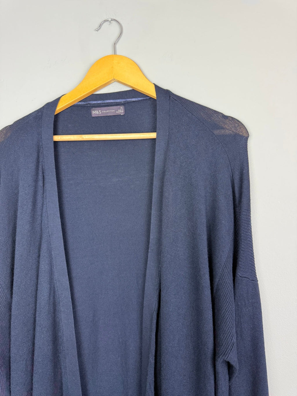 Ladies Ex MS Navy Longline Cardigan - Size XL - Back On The Shelves High Street Discount Outlet Online UK