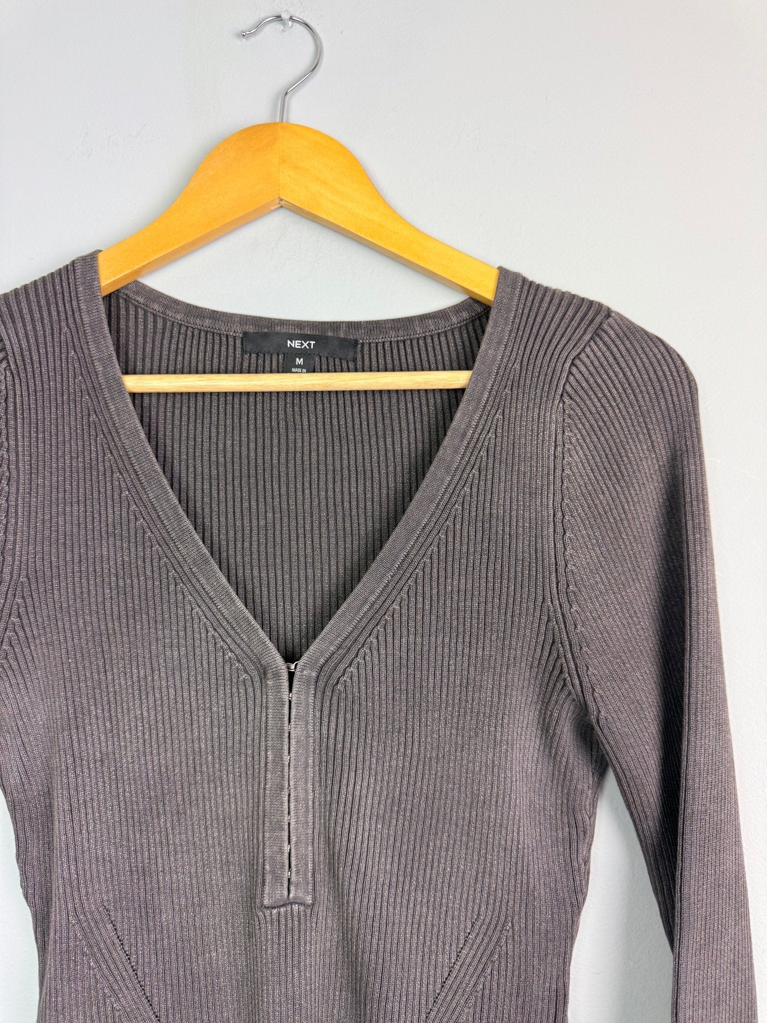 Ladies Ex NXT Grey Ribbed Bodysuit - Size M - Back On The Shelves High Street Discount Outlet Online UK