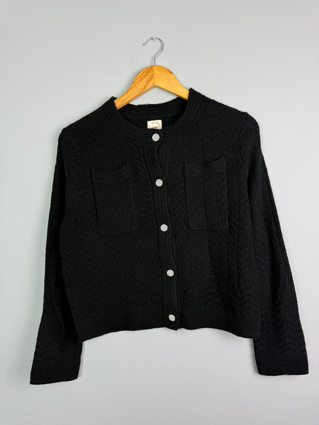 Ladies Ex RI Black Button Cardigan - Size S - Back On The Shelves High Street Discount Outlet Online UK