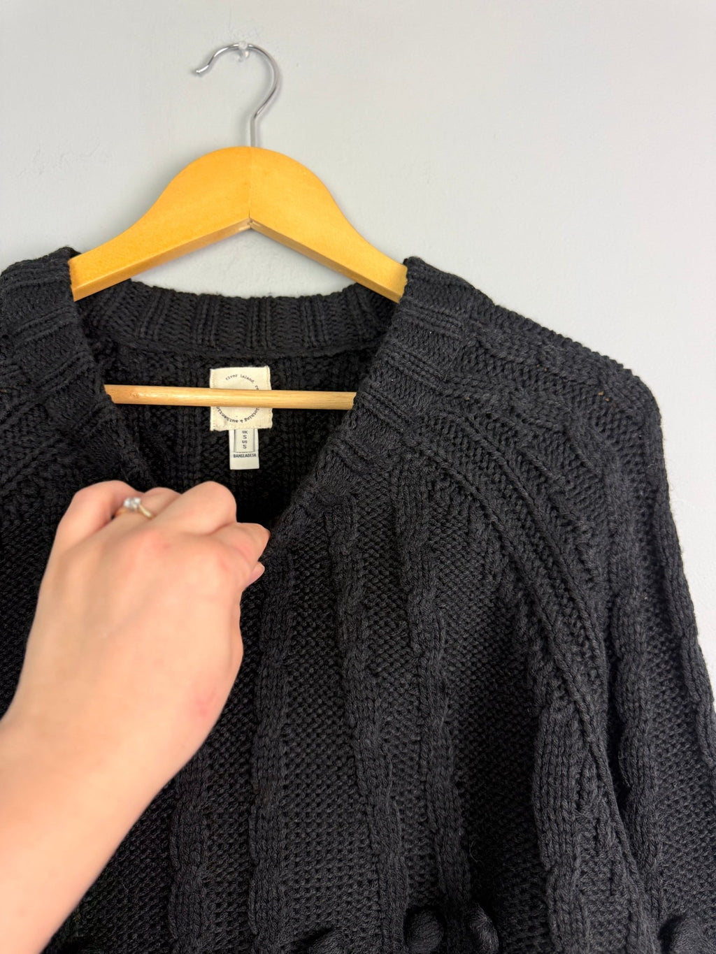 Ladies Ex RI Black Chunky Knit Cropped Jumper - Size S - Back On The Shelves High Street Discount Outlet Online UK