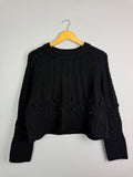 Ladies Ex RI Black Chunky Knit Cropped Jumper - Size S - Back On The Shelves High Street Discount Outlet Online UK