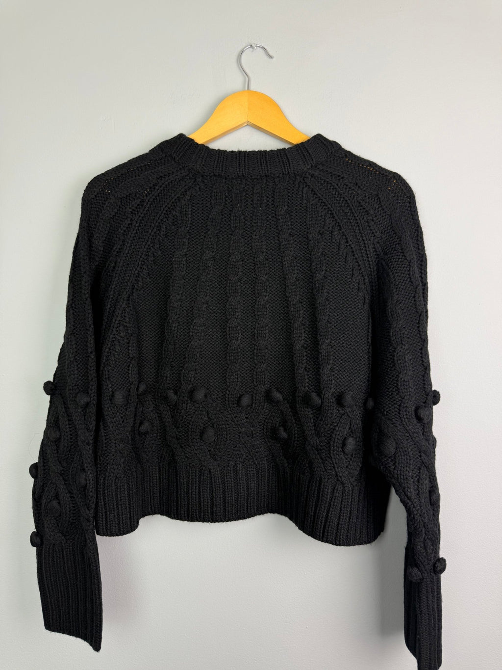 Ladies Ex RI Black Chunky Knit Cropped Jumper - Size S - Back On The Shelves High Street Discount Outlet Online UK