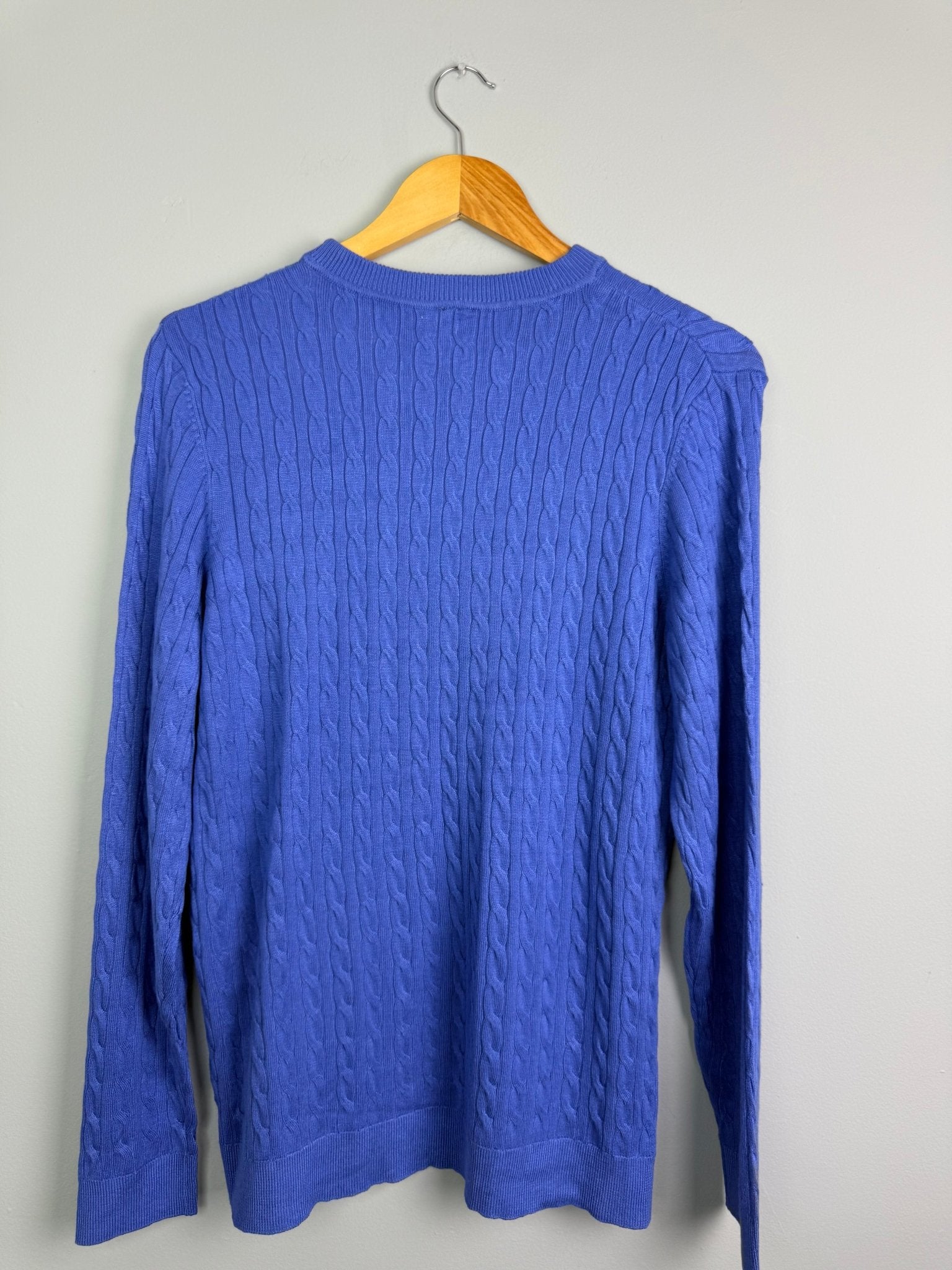 Ladies Ex RI Blue Cable Knit Sweater - Size L - Back On The Shelves High Street Discount Outlet Online UK