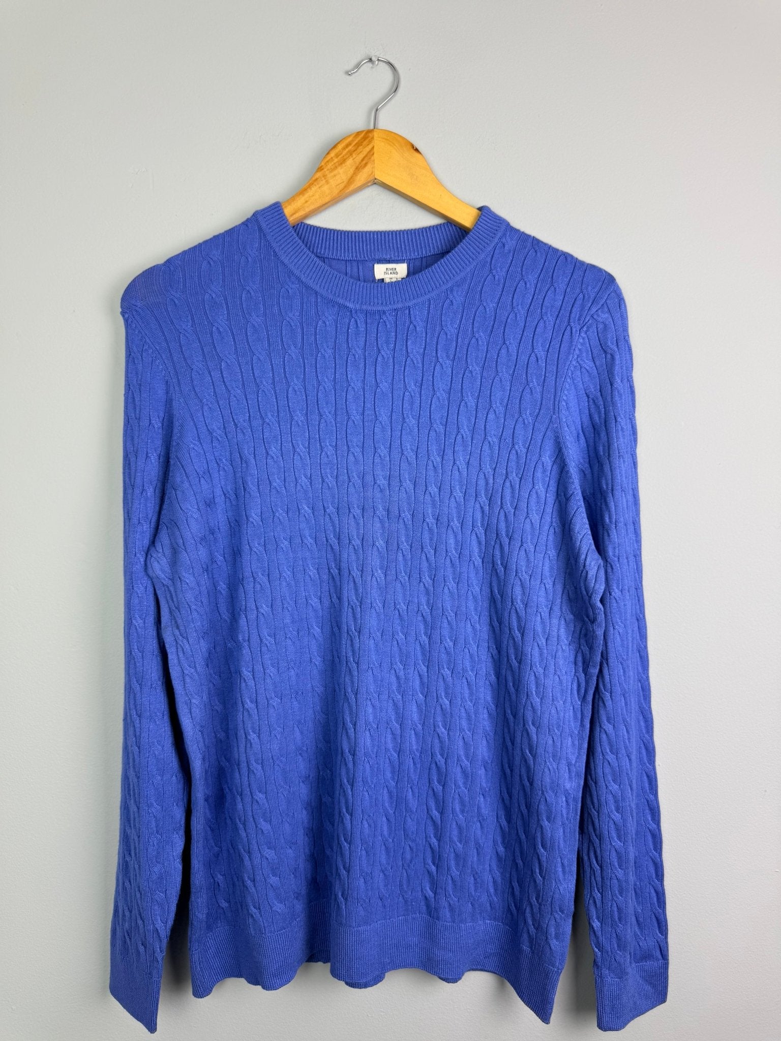 Ladies Ex RI Blue Cable Knit Sweater - Size L - Back On The Shelves High Street Discount Outlet Online UK