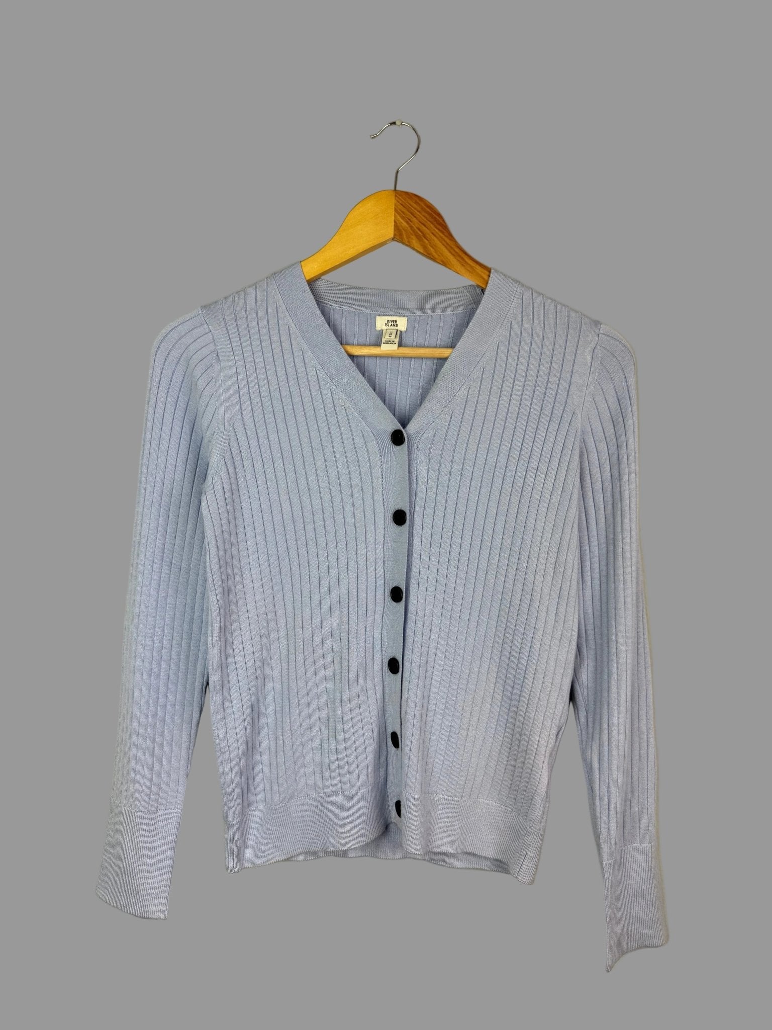 Ladies Ex RI Blue Ribbed Cardigan - Size Medium - Back On The Shelves High Street Discount Outlet Online UK
