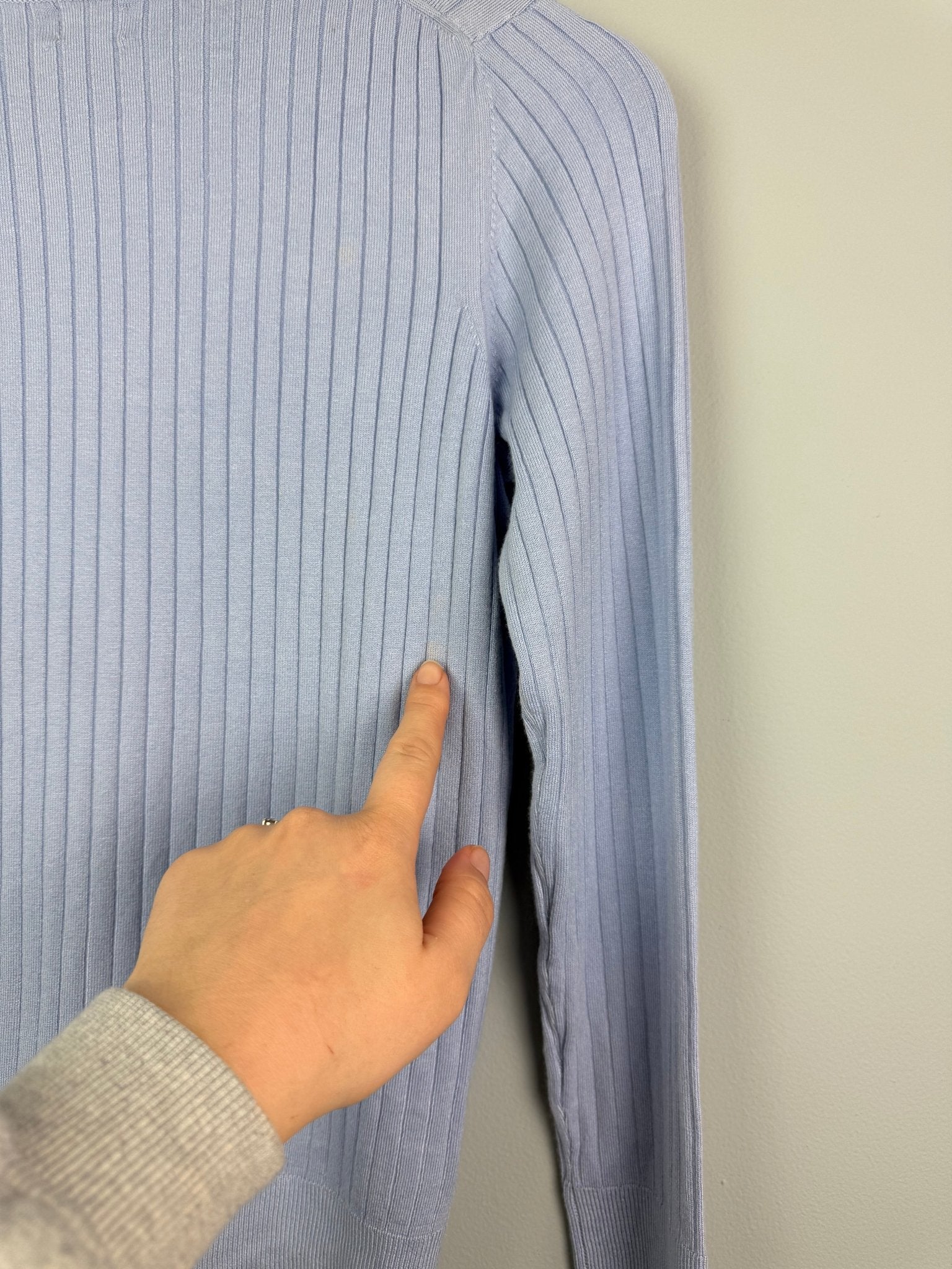 Ladies Ex RI Blue Ribbed Cardigan - Size Medium - Back On The Shelves High Street Discount Outlet Online UK