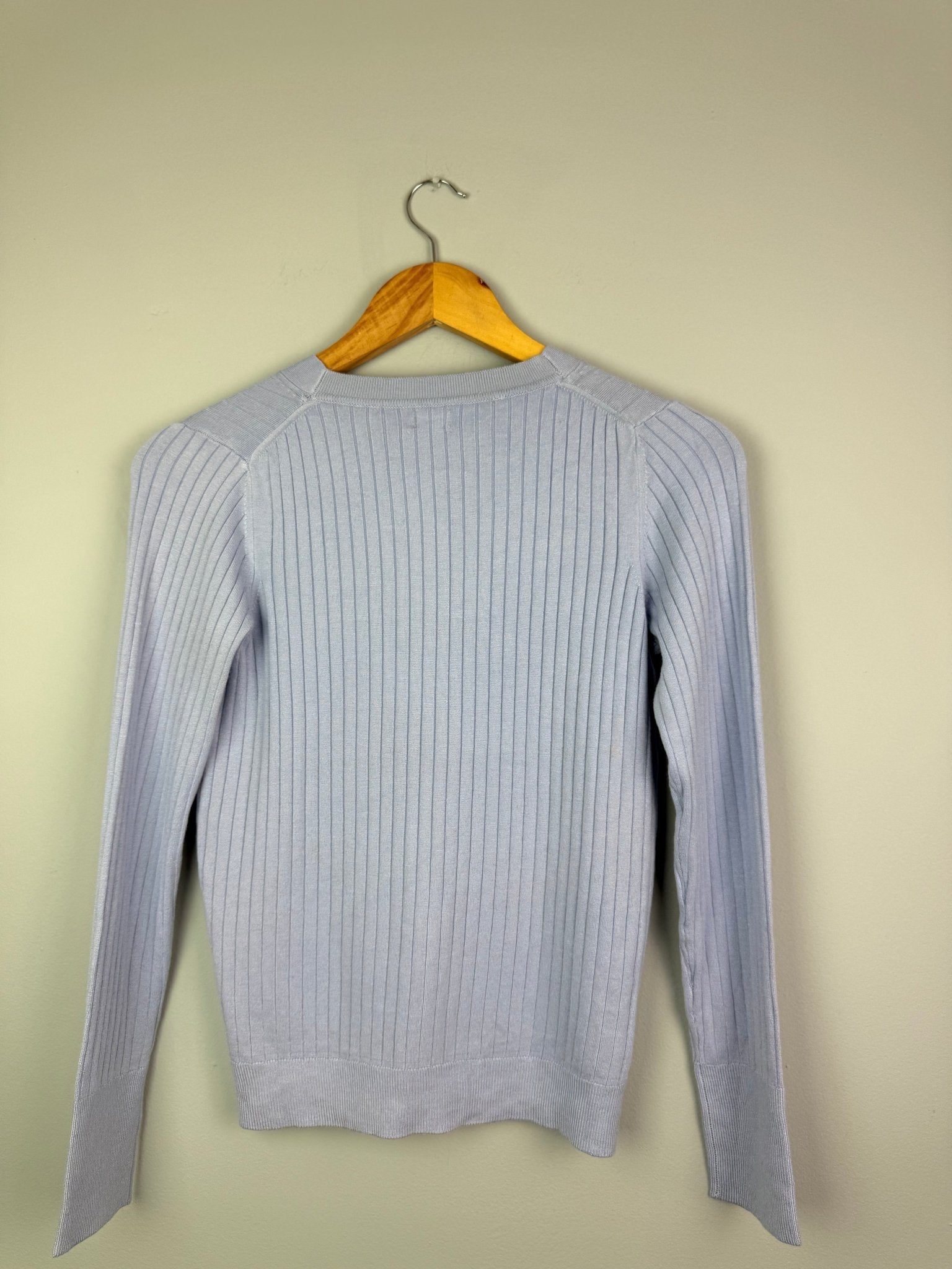 Ladies Ex RI Blue Ribbed Cardigan - Size Medium - Back On The Shelves High Street Discount Outlet Online UK