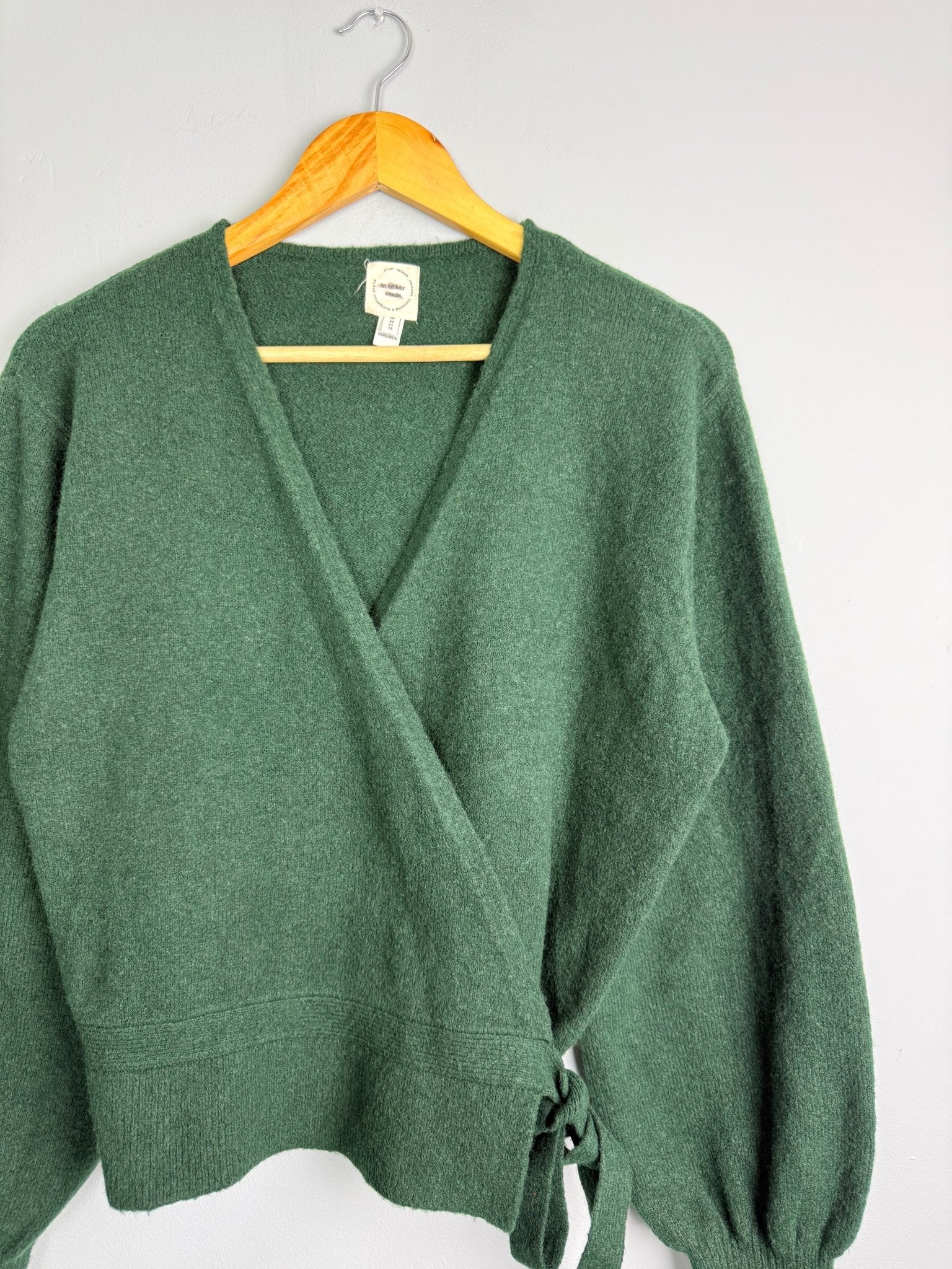 Ladies Ex RI Green Wool Mix Wrap Cardigan - Size M - Back On The Shelves High Street Discount Outlet Online UK