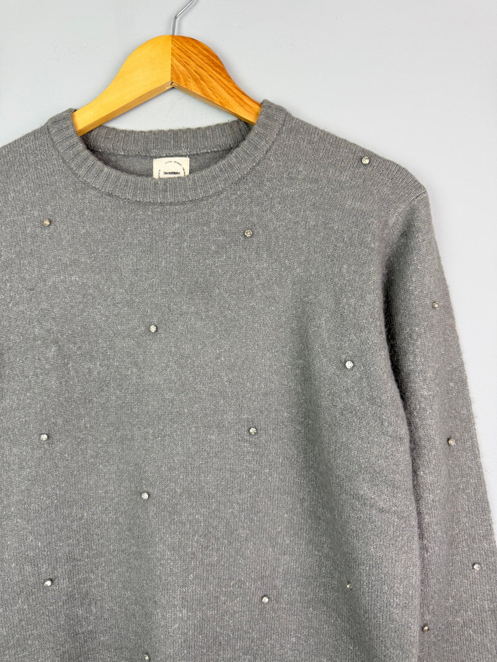 Ladies Ex RI Grey Embellished Knit Jumper - Size Medium - Back On The Shelves High Street Discount Outlet Online UK