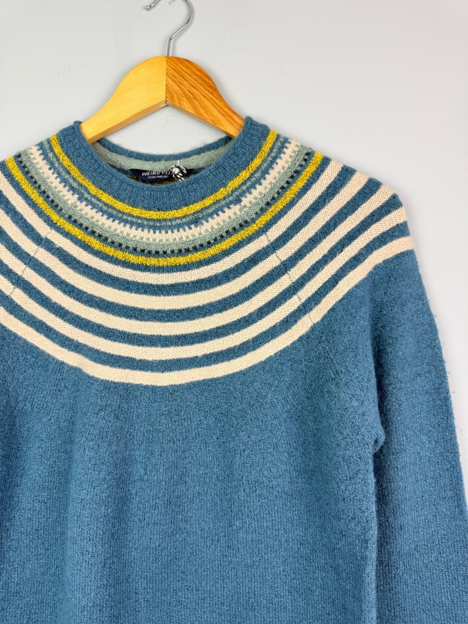 Ladies Ex WF Blue Striped Knit Jumper - Size Medium - Back On The Shelves High Street Discount Outlet Online UK