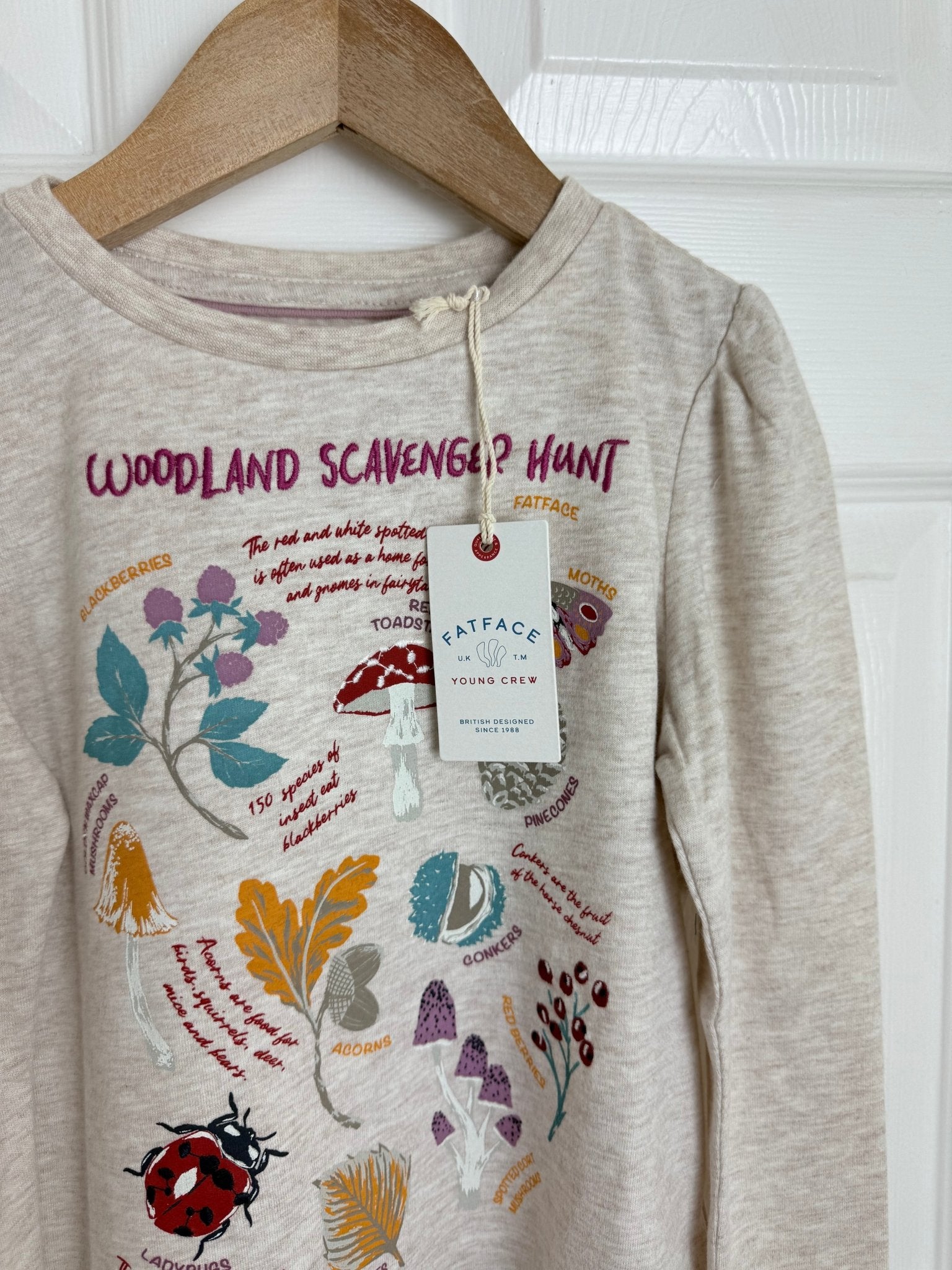 NEW Fatface Woodland Scavenger Hunt Long Sleeve Top - Girls 7 - 12 Years - Back On The Shelves High Street Discount Outlet Online UK