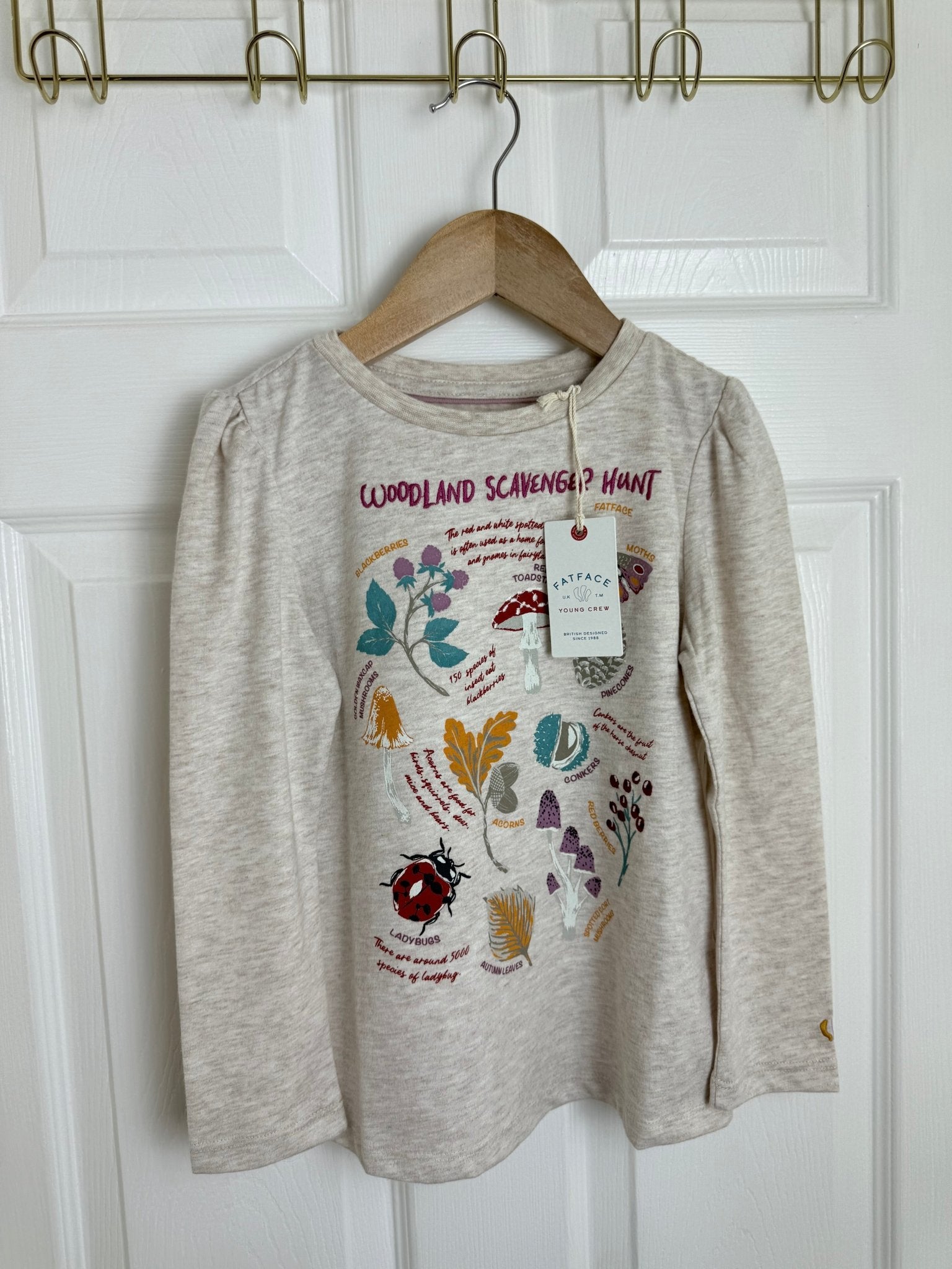 NEW Fatface Woodland Scavenger Hunt Long Sleeve Top - Girls 7 - 12 Years - Back On The Shelves High Street Discount Outlet Online UK