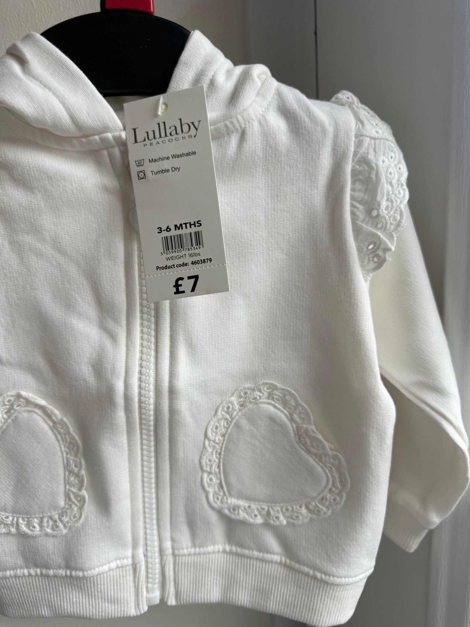 NEW Cream Zip Eyelet Zip Hoodie - Girls 0 - 24 Months - Back On The Shelves High Street Discount Outlet Online UK