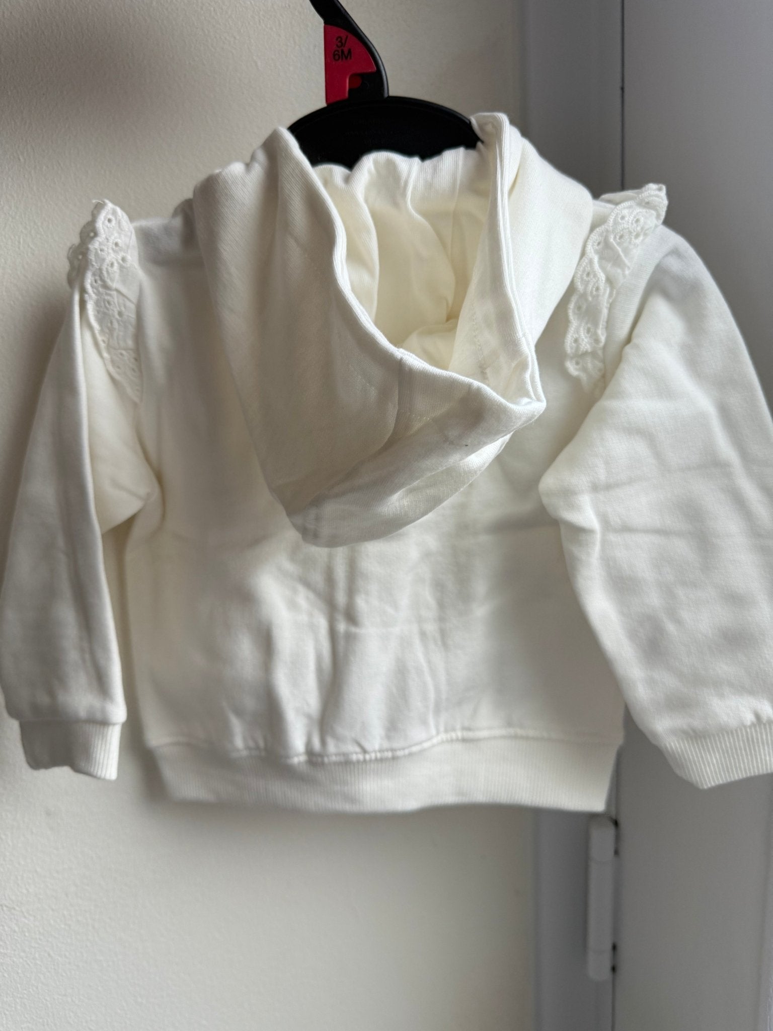 NEW Cream Zip Eyelet Zip Hoodie - Girls 0 - 24 Months - Back On The Shelves High Street Discount Outlet Online UK