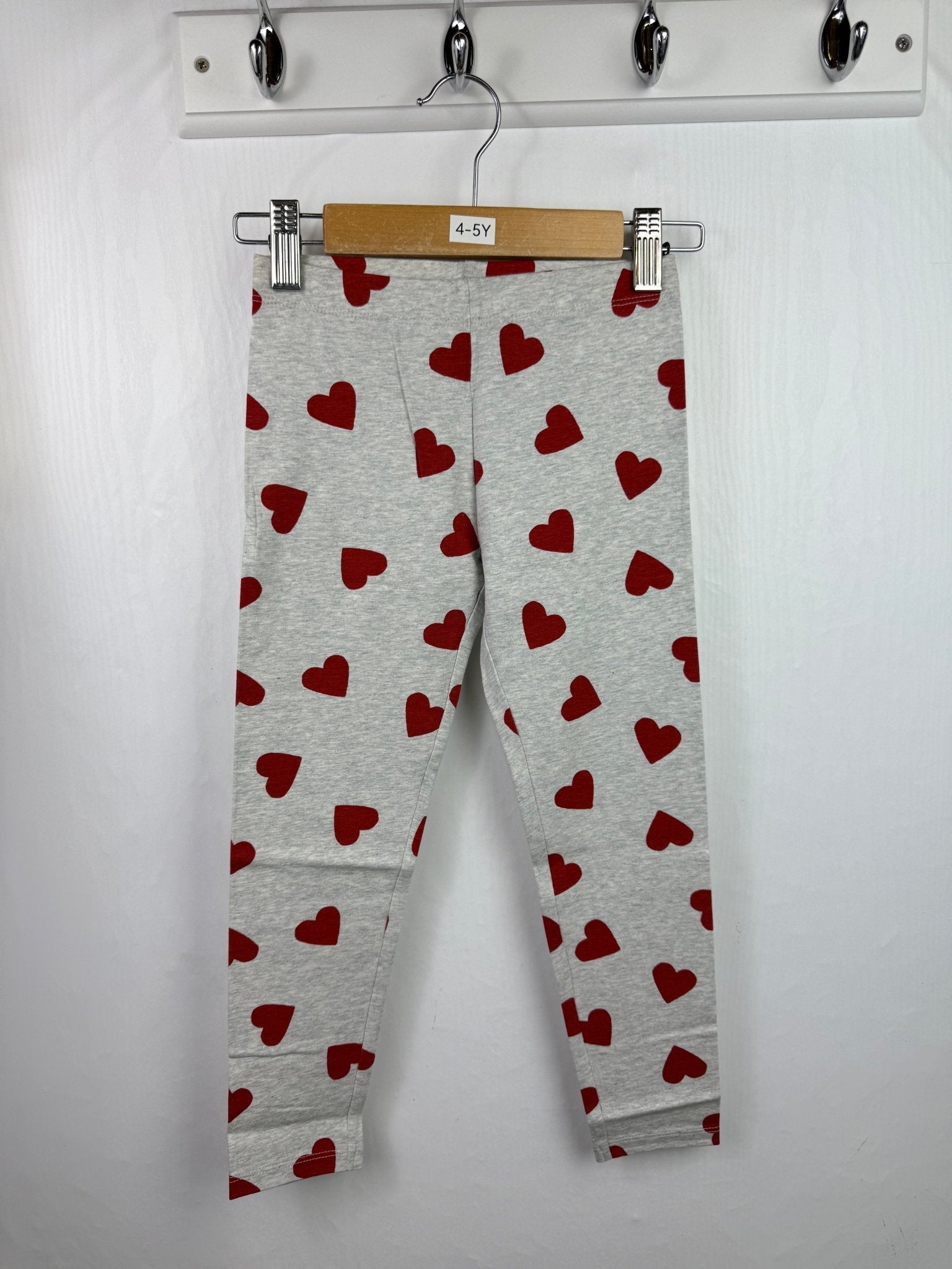 NEW M*S Red Heart Grey Leggings - Girls 4 - 5 Years - Back On The Shelves High Street Discount Outlet Online UK