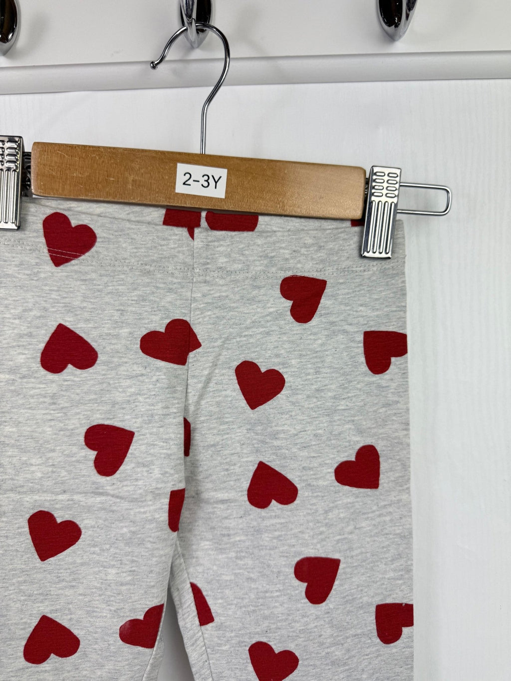 NEW M*S Red Heart Grey Leggings - Girls 2 - 3 Years - Back On The Shelves High Street Discount Outlet Online UK