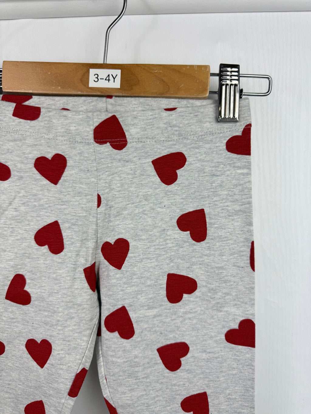 NEW M*S Red Heart Grey Leggings (2nd) - Girls 3 - 4 Years - Back On The Shelves High Street Discount Outlet Online UK