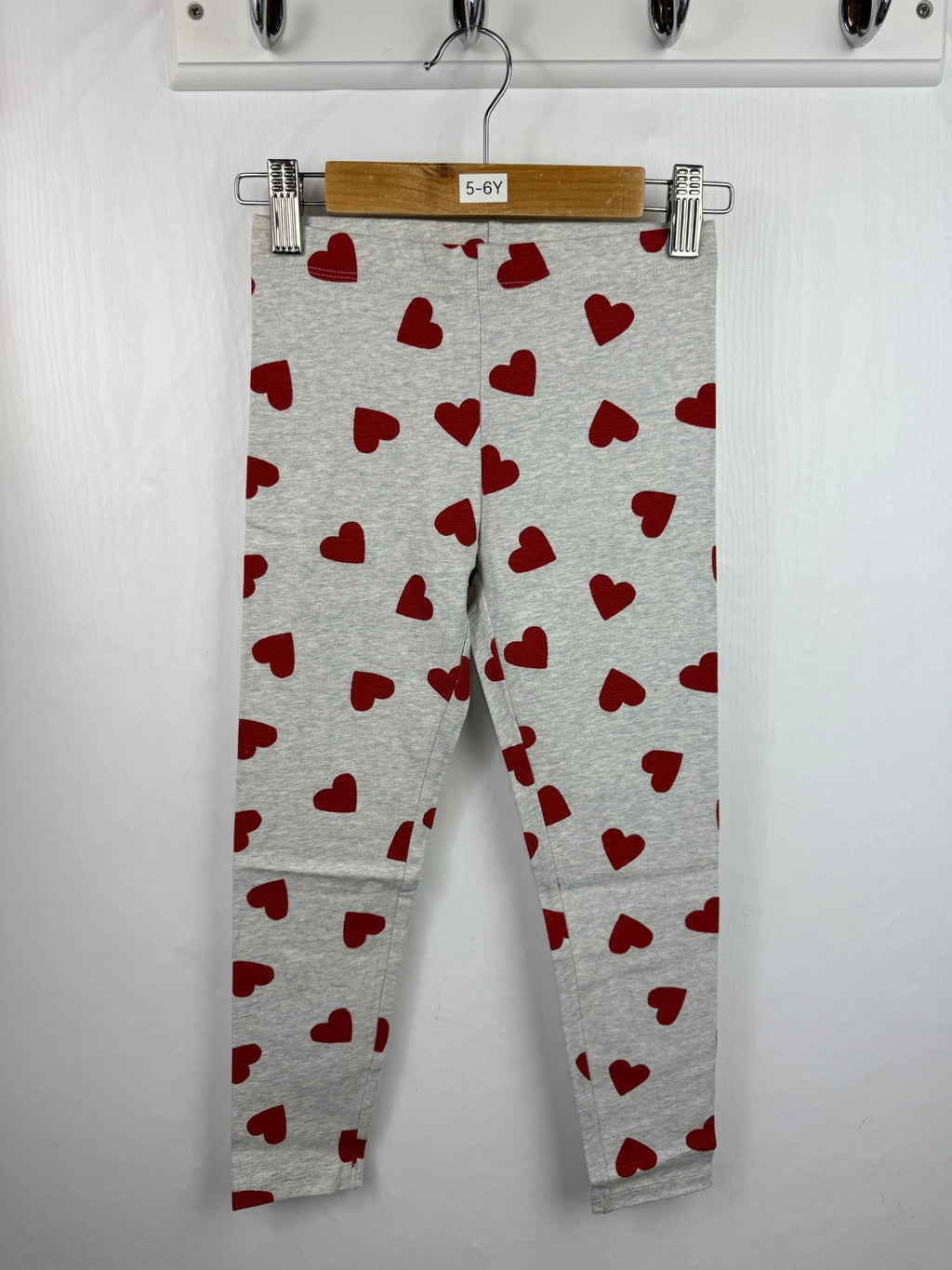 NEW M*S Red Heart Grey Leggings - Girls 5 - 6 Years - Back On The Shelves High Street Discount Outlet Online UK