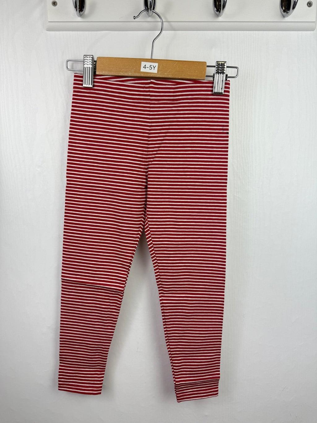 NEW M*S Red Striped Leggings (2nd) - Girls 4 - 5 Years - Back On The Shelves High Street Discount Outlet Online UK