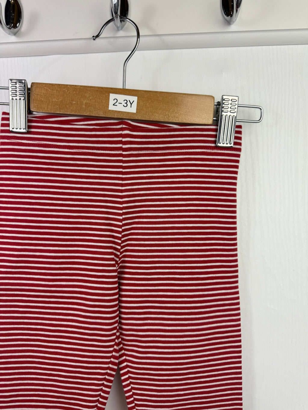 NEW M*S Red Striped Leggings - Girls 2 - 3 Years - Back On The Shelves High Street Discount Outlet Online UK
