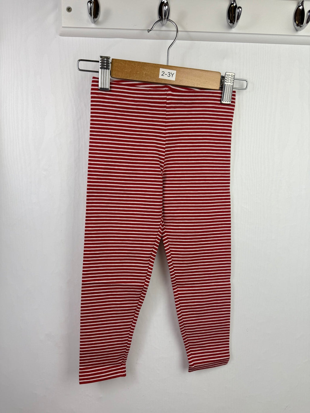 NEW M*S Red Striped Leggings - Girls 2 - 3 Years - Back On The Shelves High Street Discount Outlet Online UK