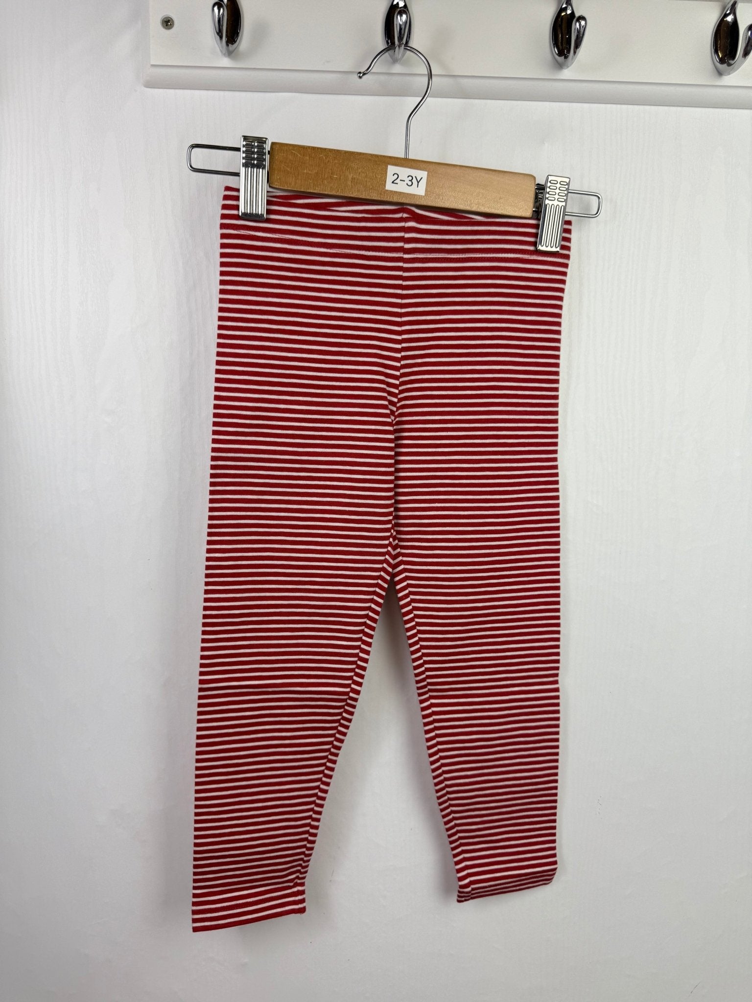 NEW M*S Red Striped Leggings - Girls 2 - 3 Years - Back On The Shelves High Street Discount Outlet Online UK
