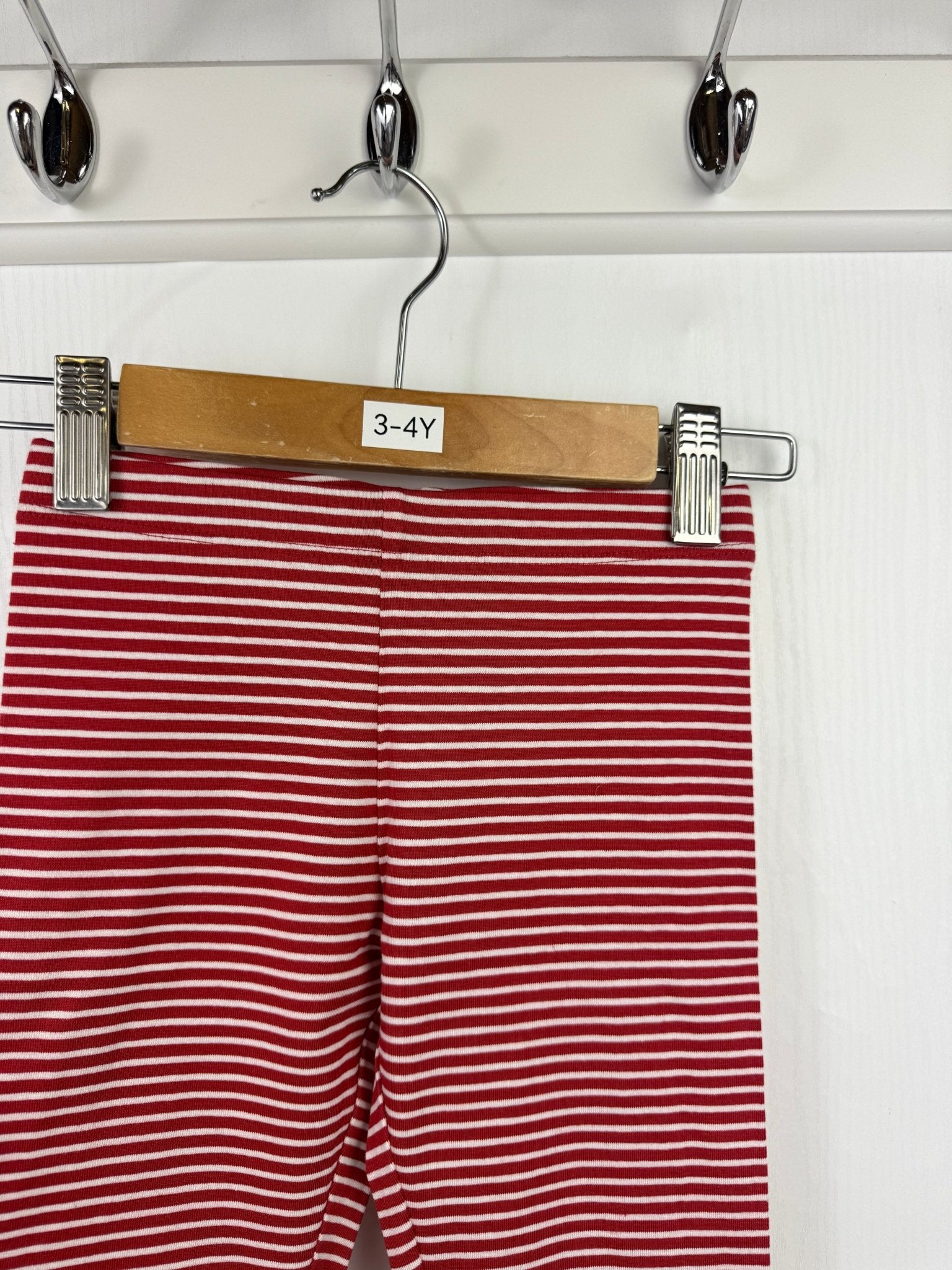 NEW M*S Red Striped Leggings - Girls 3 - 4 Years - Back On The Shelves High Street Discount Outlet Online UK