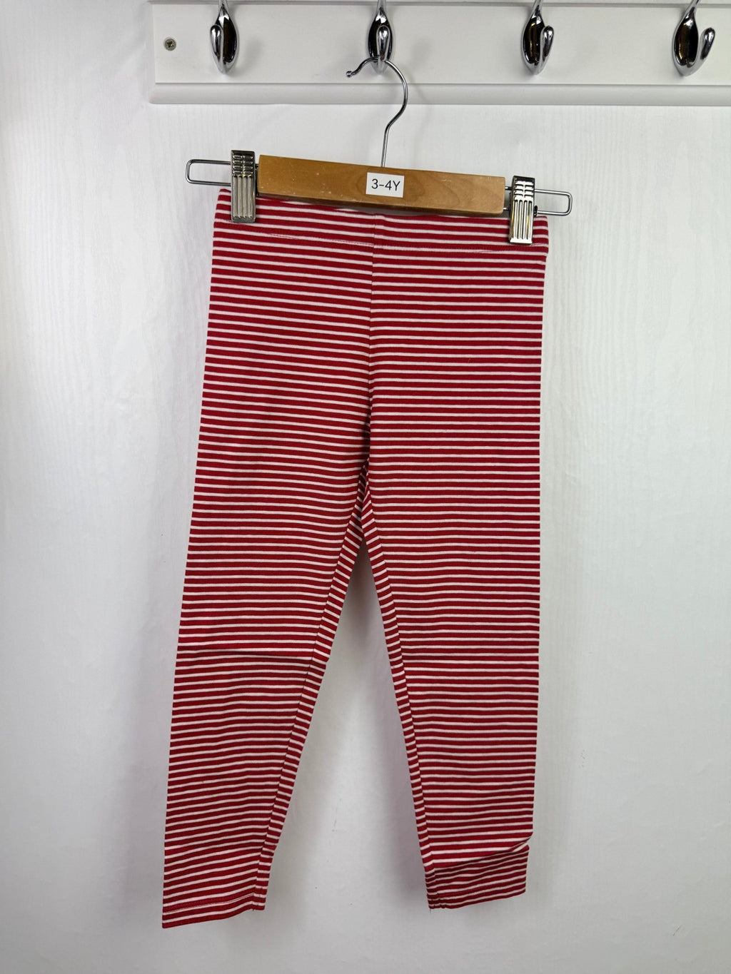 NEW M*S Red Striped Leggings - Girls 3 - 4 Years - Back On The Shelves High Street Discount Outlet Online UK