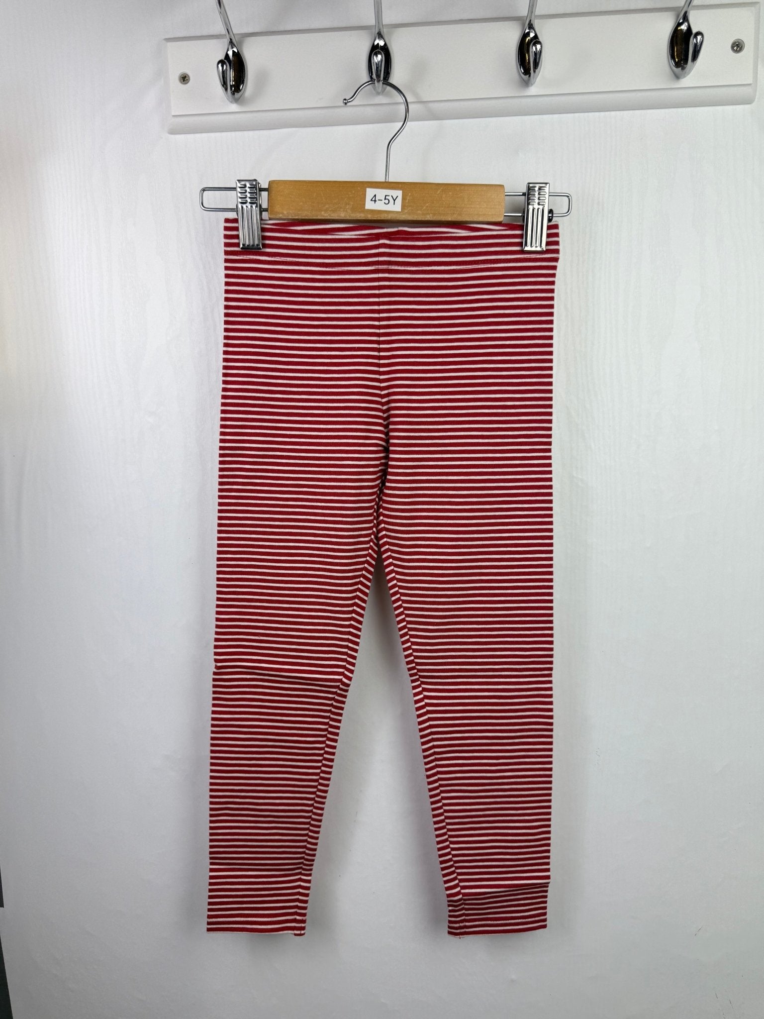 NEW M*S Red Striped Leggings - Girls 4 - 5 Years - Back On The Shelves High Street Discount Outlet Online UK