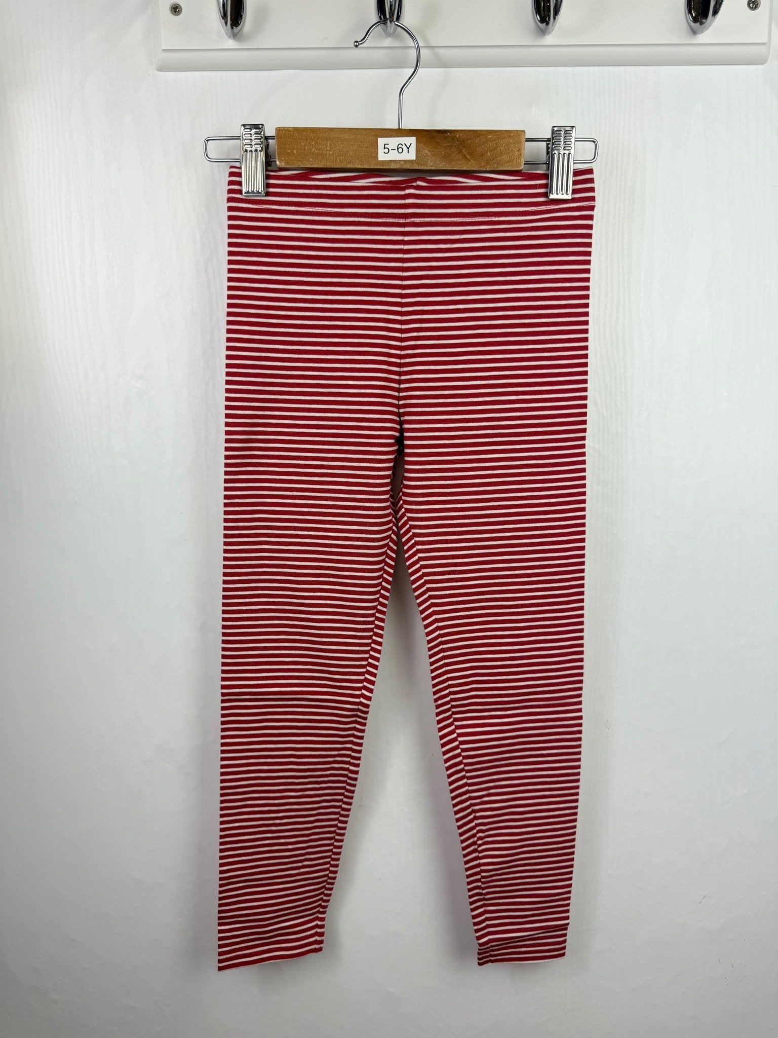 NEW M*S Red Striped Leggings - Girls 5 - 6 Years - Back On The Shelves High Street Discount Outlet Online UK
