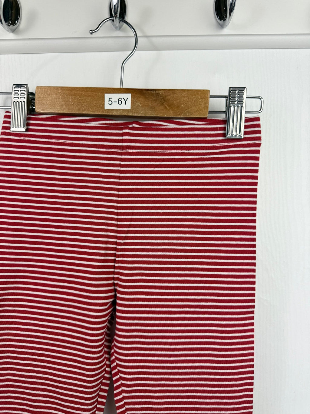NEW M*S Red Striped Leggings - Girls 5 - 6 Years - Back On The Shelves High Street Discount Outlet Online UK
