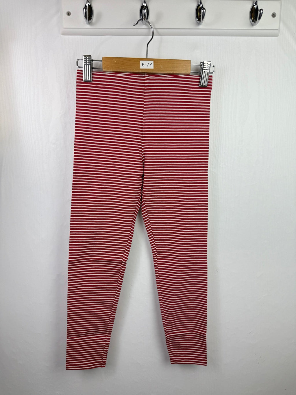 NEW M*S Red Striped Leggings - Girls 6 - 7 Years - Back On The Shelves High Street Discount Outlet Online UK
