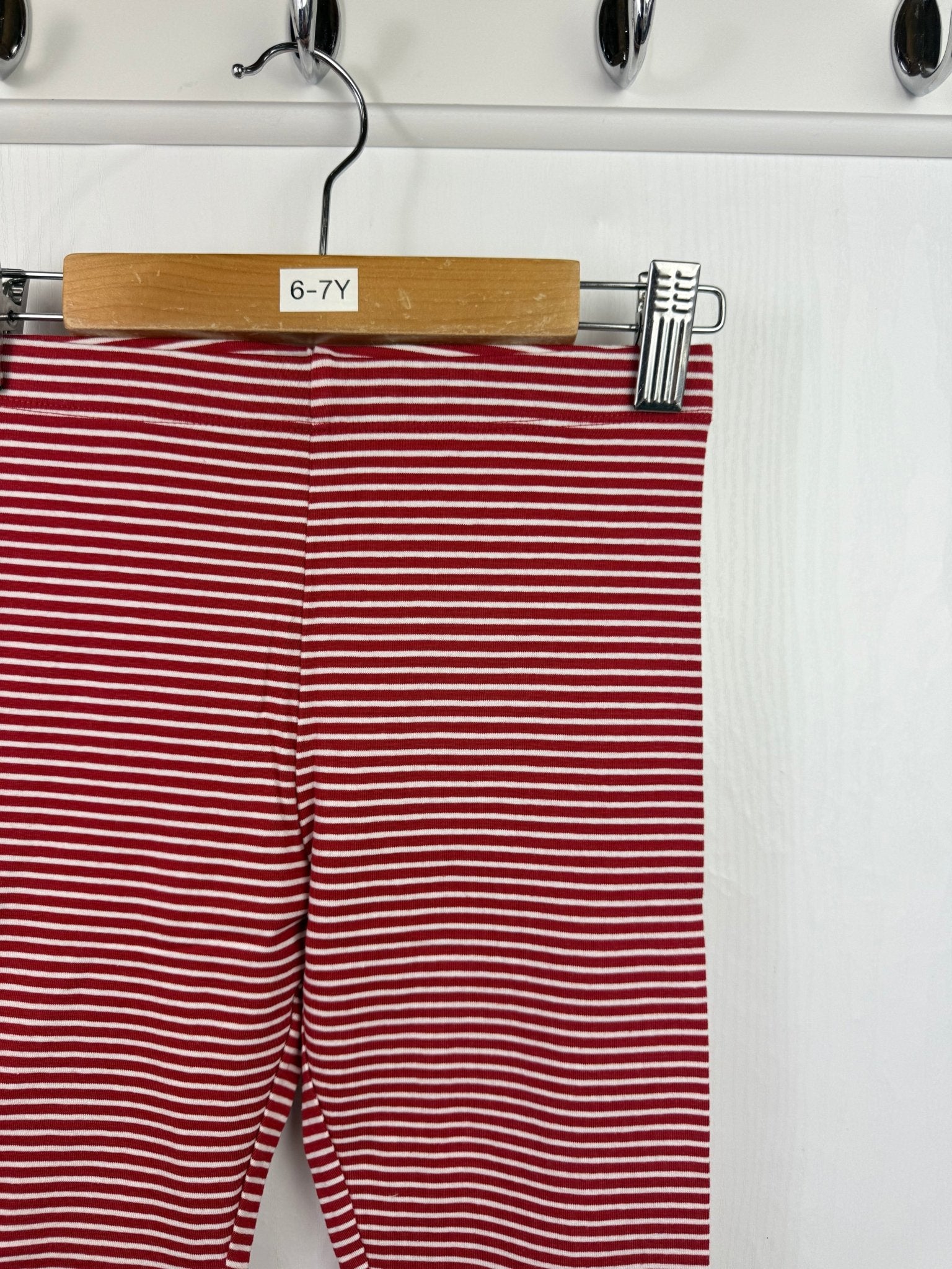 NEW M*S Red Striped Leggings - Girls 6 - 7 Years - Back On The Shelves High Street Discount Outlet Online UK