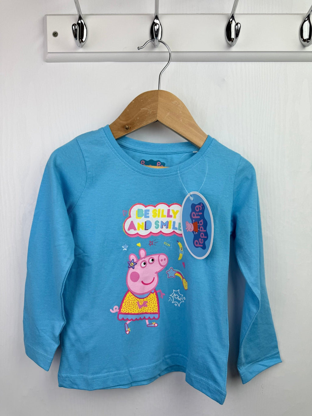 NEW Peppa Pig Blue Long Sleeve Top - Girls 2 - 6 Years - Back On The Shelves High Street Discount Outlet Online UK