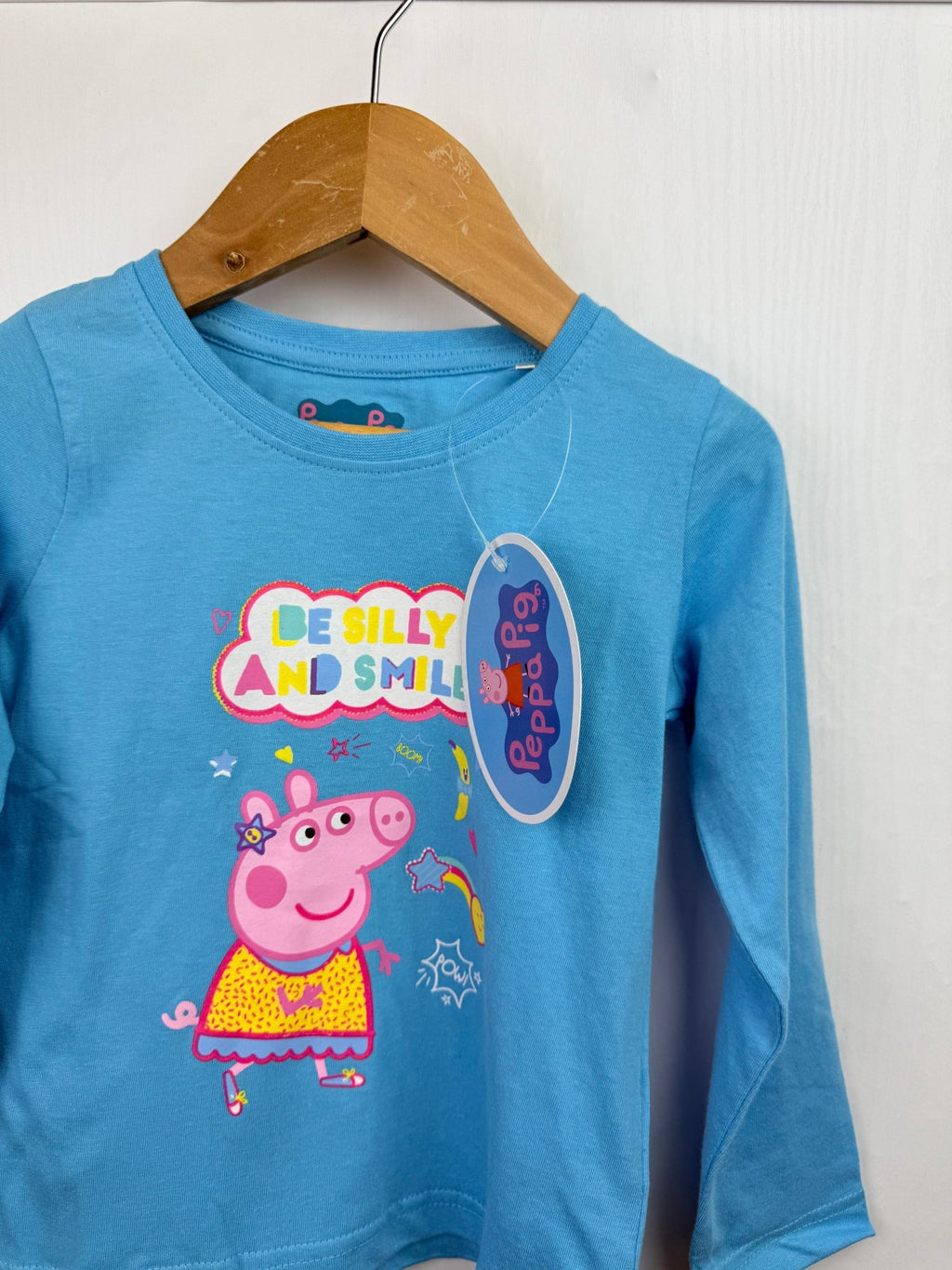 NEW Peppa Pig Blue Long Sleeve Top - Girls 2 - 6 Years - Back On The Shelves High Street Discount Outlet Online UK