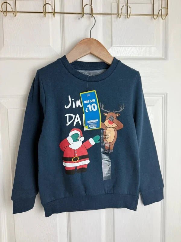 NEW TWF Jingle Dab Christmas Jumper - Unisex 3 - 8 Years - Back On The Shelves High Street Discount Outlet Online UK